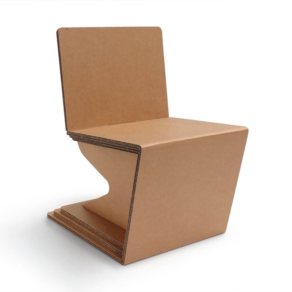 Chaise rotondes en carton écologique pour aménagement d'espaces professionnels et événements, idéale pour open space, salles de pause ou stands événementiels en scénographie - Le Meuble en Carton une marque du groupe Natur Design