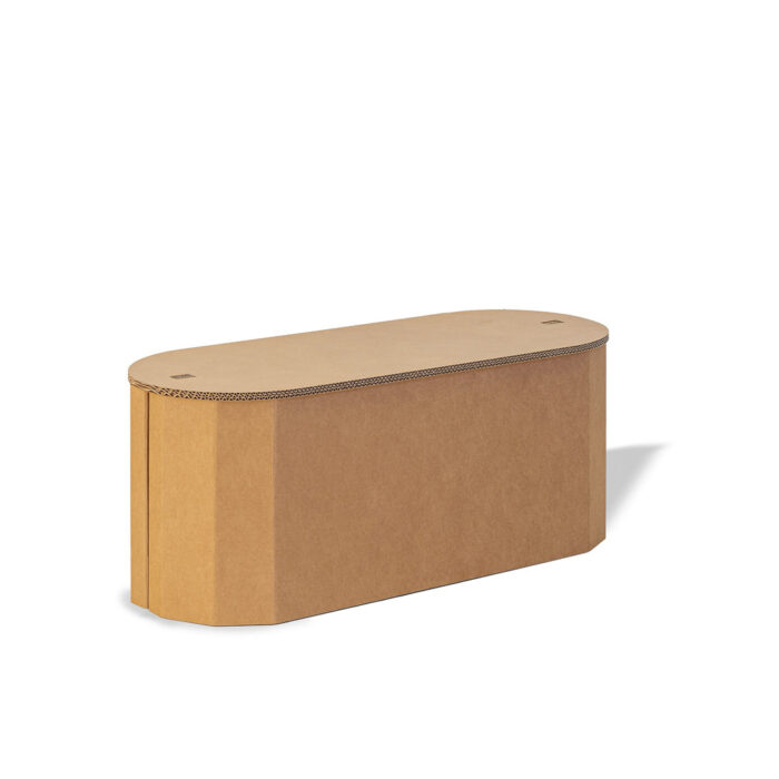 Banc modulable en carton écologique pour stands événementiels professionnels, conçu pour une scénographie durable et adaptée aux espaces comme les salons ou expositions - Le Meuble en Carton une marque du groupe Natur Design