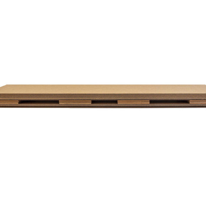 Banc modulaire en carton recyclé pour stands événementiels et espaces scénographiques, conçu avec des compartiments intégrés pour un usage ergonomique et écologique dans les salons professionnels ou installations - Le Meuble en Carton une marque du groupe Natur Design