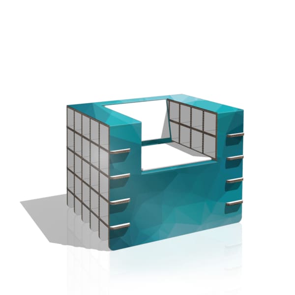 Fauteuil ergonomique en structure cartonnée colorée bleu électrique pour l’aménagement d’entreprises et espaces de pause, idéal pour les bureaux ouverts ou salles de réunion - Le Meuble en Carton une marque du groupe Natur Design