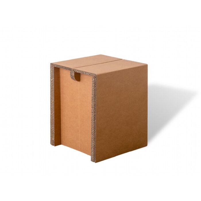 Tabouret en carton écologique pour stands événementiels et scénographies professionnelles, conçu avec des panneaux structurés résistants, idéal pour les espaces modulables et les installations design en milieu pro - Le Meuble en Carton une marque du groupe Natur Design