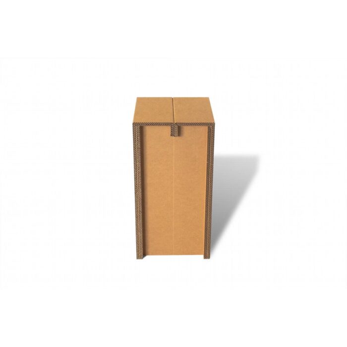 Tabouret en carton écologique pour stands événementiels et scénographie professionnelle, avec structure renforcée en carton ondulé et poignées métalliques intégrées pour une utilisation durable dans les espaces comme les salons ou les expositions - Le Meuble en Carton une marque du groupe Natur Design