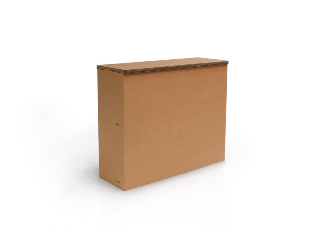 Banque d'accueil en carton écologique pour espaces professionnels, avec structure solide et design épuré - Le Meuble en Carton une marque du groupe Natur Design