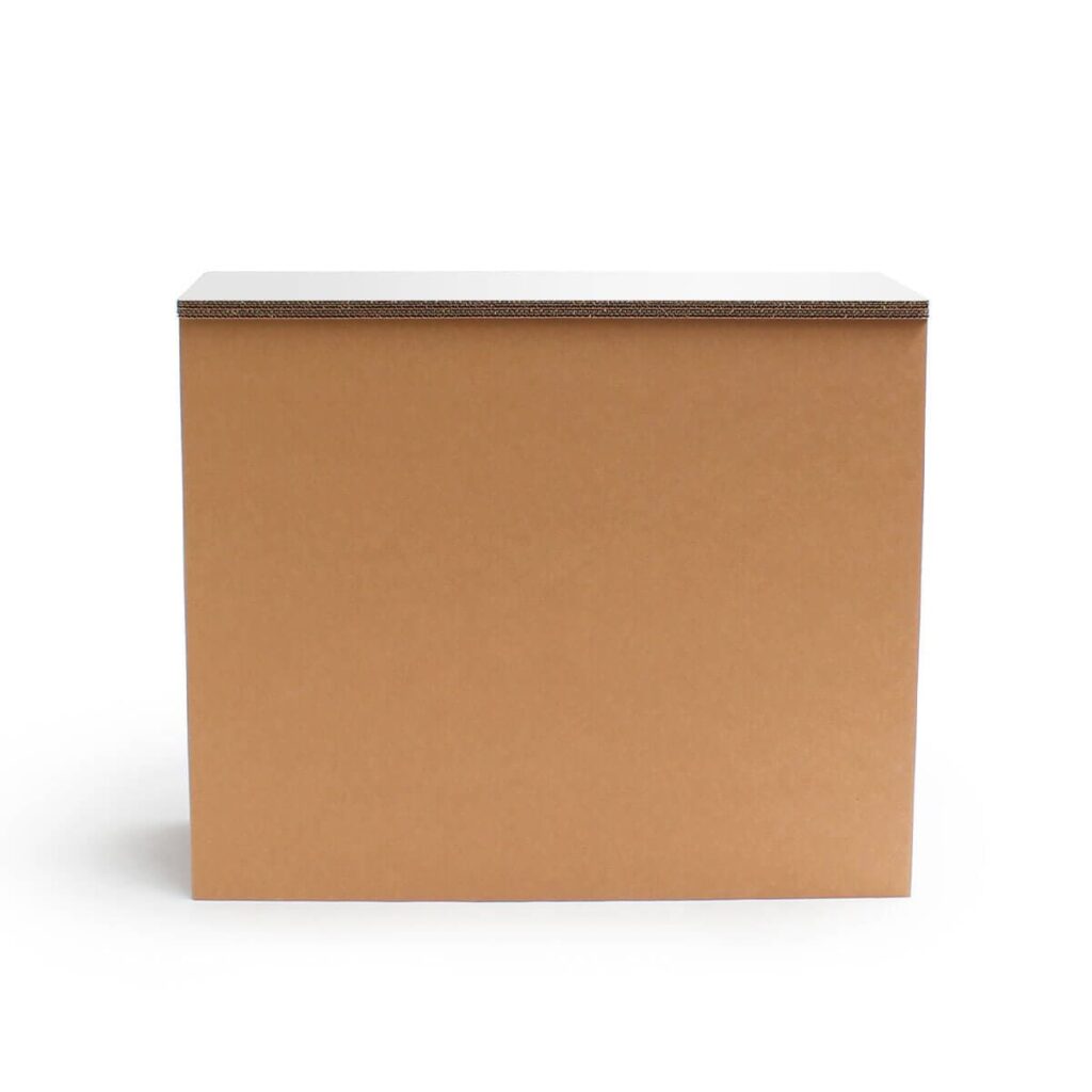 Banque d'accueil en carton écologique pour espaces professionnels, plateau plat et résistant avec structure cartonnée à usage dans les bureaux ou open space - Le Meuble en Carton une marque du groupe Natur Design