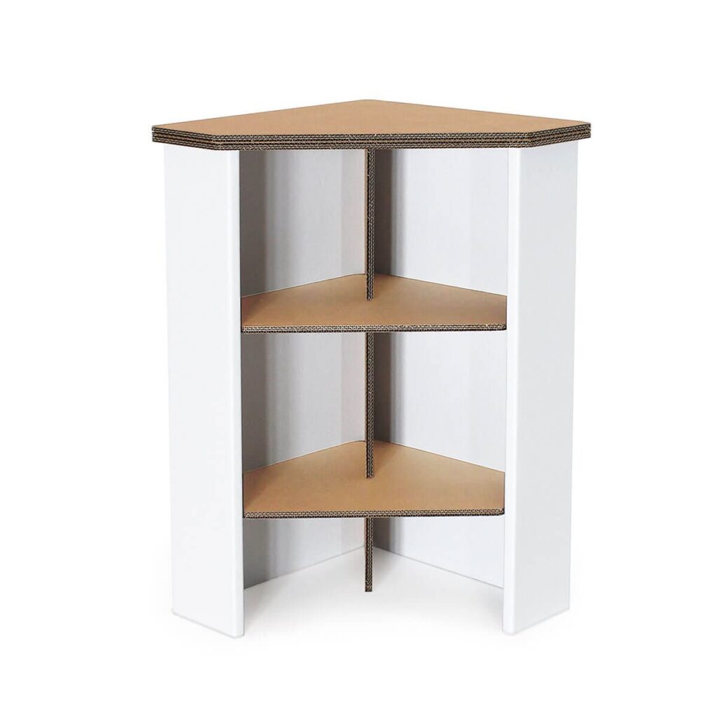 Comptoir modulable en carton écologique pour stands événementiels ou scénographie professionnelle avec plateaux cartonnés et étagères intégrées, idéal pour espaces et solutions durables en scénographie - Le Meuble en Carton une marque du groupe Natur Design