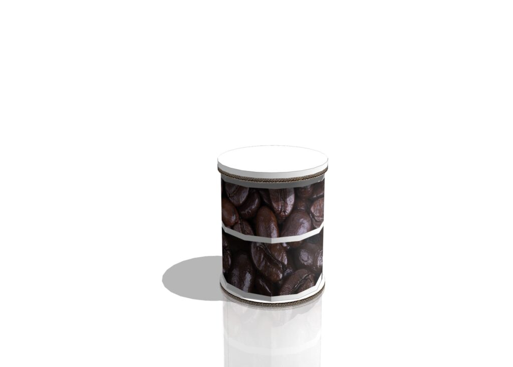 Tabouret en carton personnalisé avec motif café pour espaces professionnels et événements, idéal pour les bureaux, salles de pause ou stands événementiels - Le Meuble en Carton une marque du groupe Natur Design