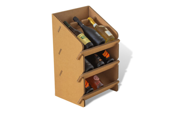 Présentoir à bouteilles en carton PELÉE - Le Meuble en Carton